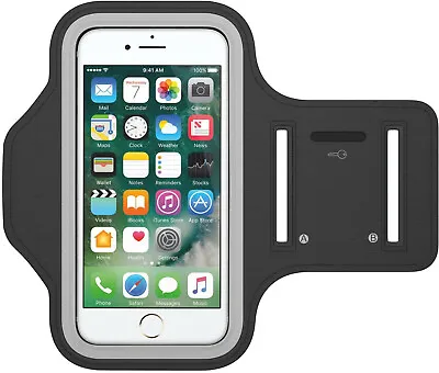 Black Universal Sports Running Armband Phone Holder Touchscreen Waterproof UK • £4.99