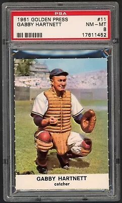 1961 Golden Press Gabby Hartnett Chicago Cubs #11 PSA 8 NM-MT HALL OF FAME • $85