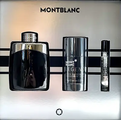 Mont Blanc Legend Men 3 Piece Set (3.4oz + 0.25oz EDT Spray + 2.5oz Deodorant) • $63.95