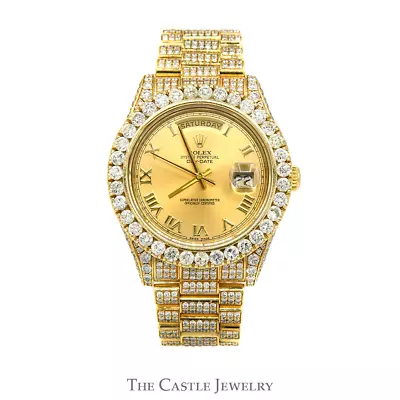 Rolex 18k Gold Presidential Day-Date 218238 Diamond Bezel & Bracelet Gold Dial • $55000