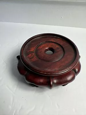 Vintage 3” Chinese Carved Hardwood Mahogany Stand Base Raised Vase • $21.67