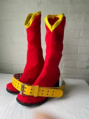 Marvel Supergirl Red Yellow Boots Size 7 And Yellow Belt W/Holes Costume Cosplay • $18