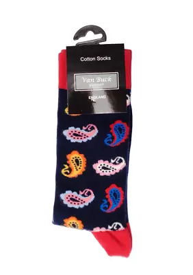 Van Buck Of England Stunning Handmade Multicolor 'paisley' Socks Freepost • $34.95