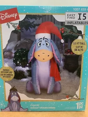 Disney Christmas EEYORE With Santa Hat Gemmy Airblown Yard Inflatable Decor 3.5' • $34.89