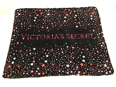$19.99 • Buy VICTORIA’S SECRET STARS SHERPA BLANKET THROW PINK BLACK FLEECE PRE-OWNED 50 X 60