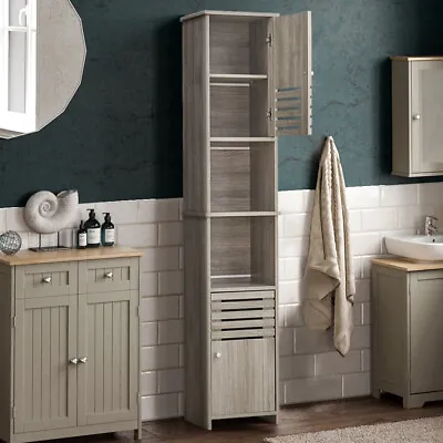 Floor Cabinet Bathroom Tall Cabinet With Shelves Display Narrow Cupboard 2 Doors • £79.95