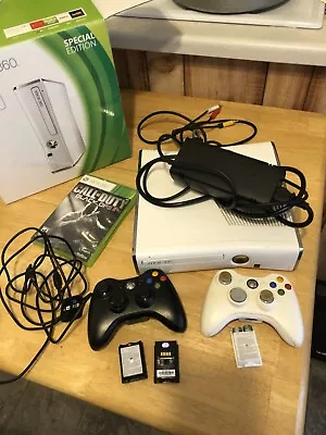 Xbox360 White Special Edition With 2 Controllers 4 Battery Packs All Cables • $40