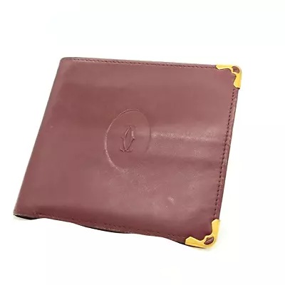 Cartier Wallet Must De Logo Leather Bifold  Bordeaux • $55