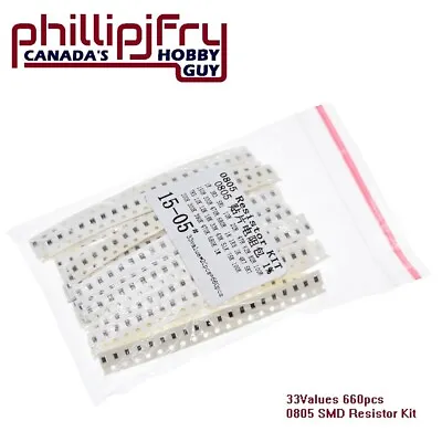 660pcs 0805 SMD Resistor Kit Assorted Kit 1ohm-1M Ohm 1% 33values X 20pcs • $4.56