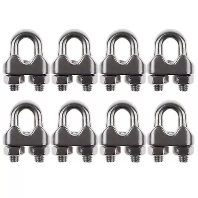 New Pack Of 8 5/16 M8 Stainless Steel Wire Rope Cable Clip Clamp Rigging Rope • $13.78