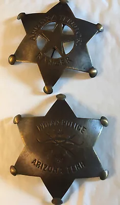 2 Vintage Style Full Size Metal Pin Back Badges Arizona Indian Police & Ranger • $15