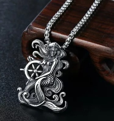 Captains' Mermaid Stainless Steel Sexy Aquatic Companion Silver Pendant Jewelry • $30