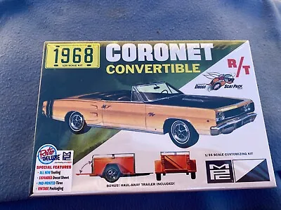 MPC 1968 DODGE CORONET CONVERTIBLE W/TRAILER 1/25 Model Kit MPC978-NEW • $25