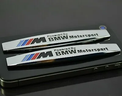 2 Pcs Car Fender Metal Stainless M POWER BY BMW Sport 10cm X 2cm Decal Badge • $14.99