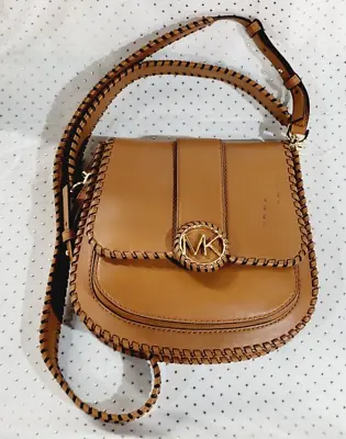 Michael Kors LILLIE Whip Stitched Leather Crossbody Bag Purse ~ ACORN TAN ~ • $47.49