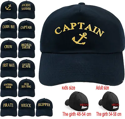 £6.24 • Buy Baseball Cap Yachting Captain Adjustable Strap Boys Men Summer Hat Cotton Navy