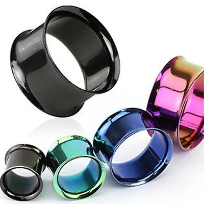 $8.99 • Buy PAIR PVD Plated Double Flare Tunnels Plugs Earlets Gauges Body Jewelry