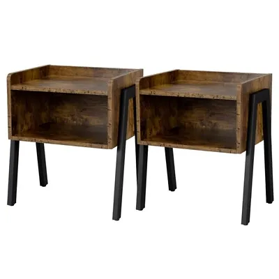 Bedside Tables Set Of 2 Nightstands Retro Stackable End Table With Open Storage • $57.99