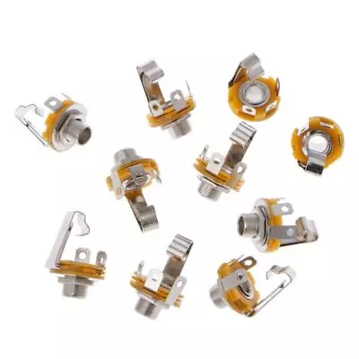 10 Pcs 1/4 Inch 6.35mm Mono Socket Jack Female Connector Panel Mount Solder • $5.34