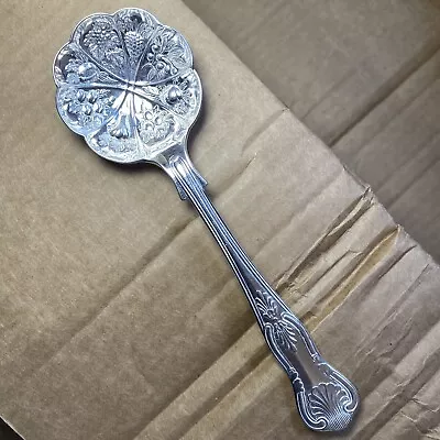 Sheffield England EPNS A1 Round SERVING SPOON Kings Pattern Fruit Motif • $5