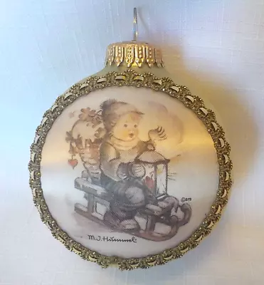 M.J. HUMMEL 2002  Winter Fun  Boy Sled Christmas Mercury Glass Ornament Germany • $7.99