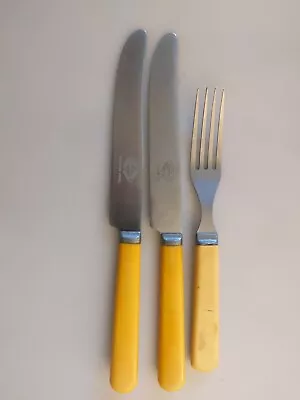 Royal Brand Cutlery Company Stainless Steel 2 Knives And Fork W/ Bakelite Handle • $12