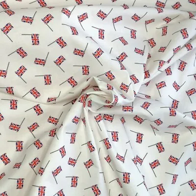 100% Cotton Digital Fabric Oh Sew Small Scattered Flags Union Jack England UK • £1.50