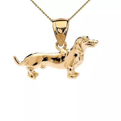 Solid Gold Dachshund Pendant Necklace In  (Yellow/Rose/White) • $316.79