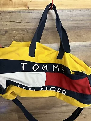 Tommy Hilfiger Vintage 90’s Retro Duffle Bag Yellow Color Block Y2K 90's • $19.99