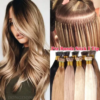 Stick I Tip Remy Human Hair Extensions Full Head Micro Bead Tip Thick Ombre 1g/s • $82.52