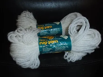 2 Nos Skeins Caron Heavy Rug Yarn White #0001 70 Yards Each • $4.80