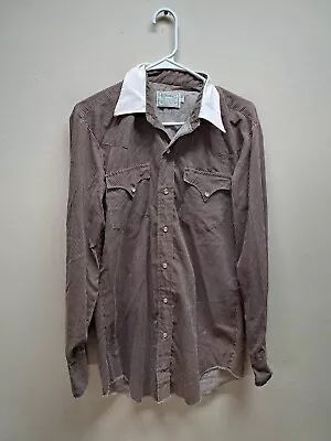 Vintage H Bar C Men's 19.5-33 Long Sleeve Snap Button-Up Shirt • $34.99