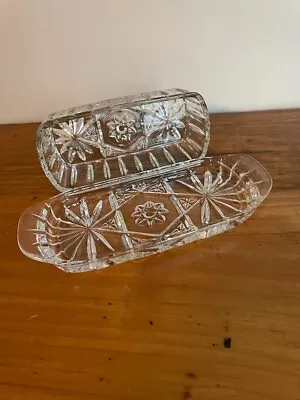 Vintage Anchor Hocking Prescut Clear Glass Quarter Pound Covered Butter Dish • $10
