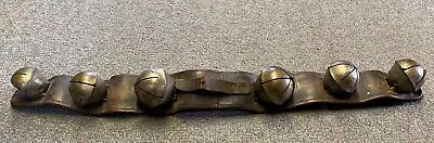 ANTIQUE BRASS JIGGLE SLEIGH BELLS On Leather Strap Horse Sled FOR PARTS • $29.69