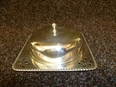 £14 • Buy A Dainty Little Domed Lid, Pierced Silver Plated Butter Dish With Glass Liner