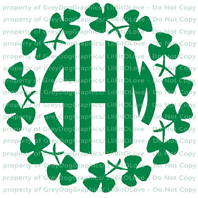Custom Yeti Sized Shamrock Clover Monogram Decal Your Initials 3 Letters Irish • $2.49