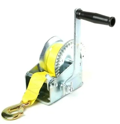 1200 Lbs Hand Winch Heavy Duty Nylon Strap Crank Gear Winch Marine Boat Trailer  • $29.99