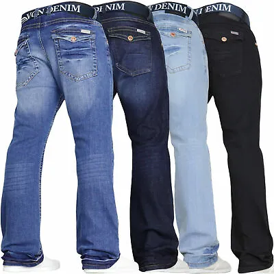 £17.99 • Buy Mens Bootcut Flared Jeans Stretch Wide Leg Flared Work Casual Denim VON DENIM
