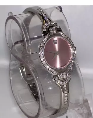 New Movado Kara Pink Women’s Ladies Custom Diamond Watch 0605284 Aprx (0.90CT) • $1001