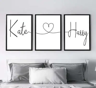 A4 Personalised Engagement/wedding Gift Present Linked Names - Unframed Set Of 3 • £6.99