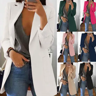 Women's Tops Suit Blazer Suit Jacket Ladies Formal Slim Coat Cardigan Outwear • £11.99