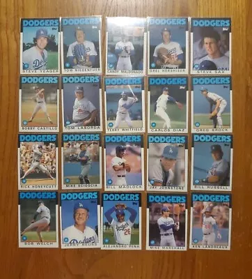 Topps 1986 Dodgers Baseball Trading Cards 20 Total With Individual Card Sleeves • $42.46