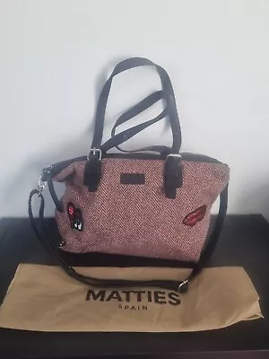 MATTIES Spain Tweed Bag With Shoulder Strap Sequin Heart Lips • £24.99