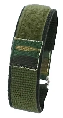 Military Green 18-20-22-24mm Wrap Around Hook & Loop Nylon Canvas Watch Strap • £4.75