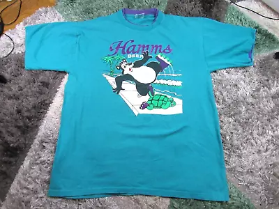 Vintage Hamm's Beer Shirt - Teal/Purple - Sz Large - Beer - Single Stitch • $39.99