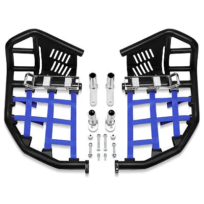 For Yamaha YFZ 450 YFZ450 Nerf Bars Pro Peg Heel Guard Black Bars With Blue Nets • $169.54