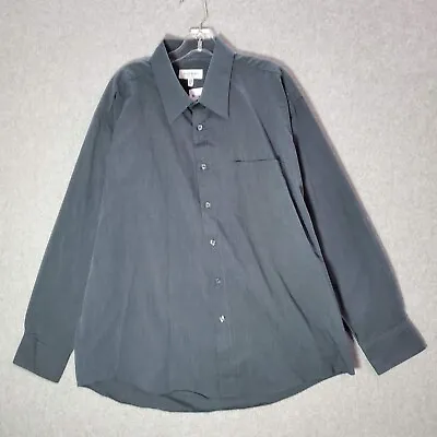 VINTAGE Yves Saint Laurent Men Button Up Shirt XL Gray Pockets Long Sleeve • $33.15