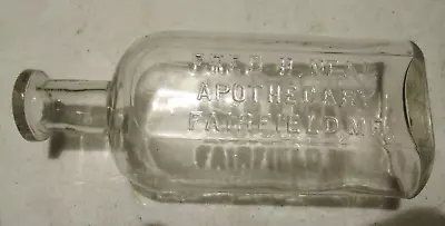 Antique Old Bottle Fred H Neal Apothecary FairfieldMe  6  Tall Hand Applied Lip • $8