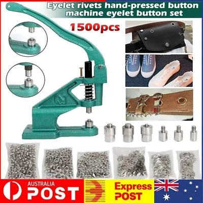 Hand Press Grommet Eyelet Hole Punch Machine Tool+3 Dies+6-12mm 1500 Grommet • $46.52