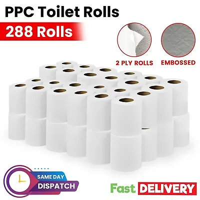 288 Toilet Rolls 2ply Quilted Tissue Paper Embossed Roll Wholesale Bulk Pack • £57.99